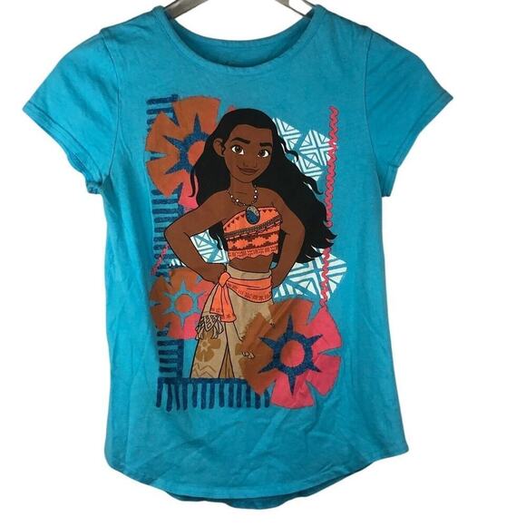Disney Moana Girls Blue T-Shirt Size XL (14-16) - Picture 1 of 3